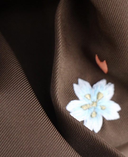 卒業式袴単品レンタル[刺繍]茶色に桜[身長158-162cm]No.411